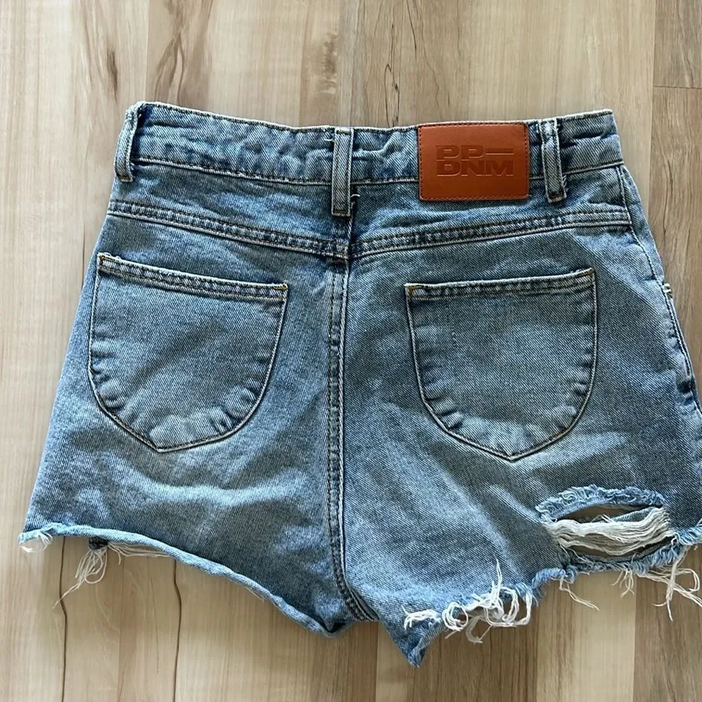 Princess Polly high waisted distressed jean shorts - Picture 3 of 5